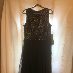 Black Sequined and Tulle Formal Dress